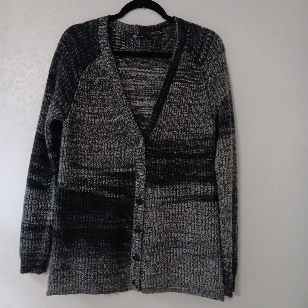 Daisy Fuentes Women's Cardigan Sweater Sz S Black/Gray w/Sparkle  Casual‎ Knit